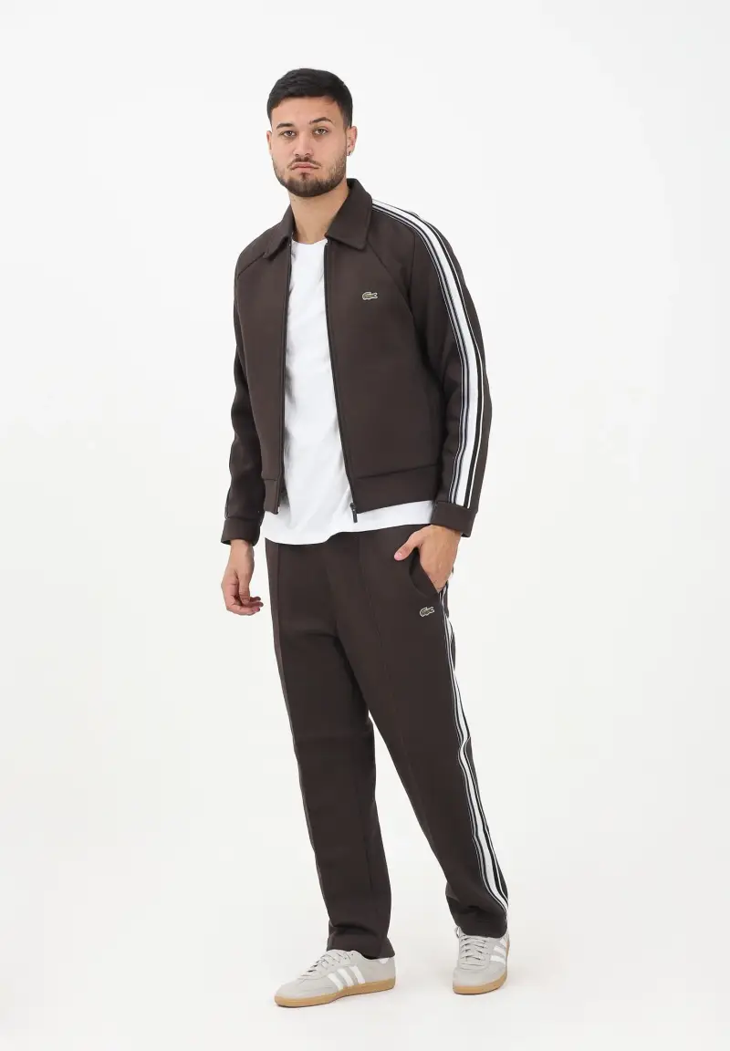 Pantalone marrone da uomo con logo ricamato miniatura 2