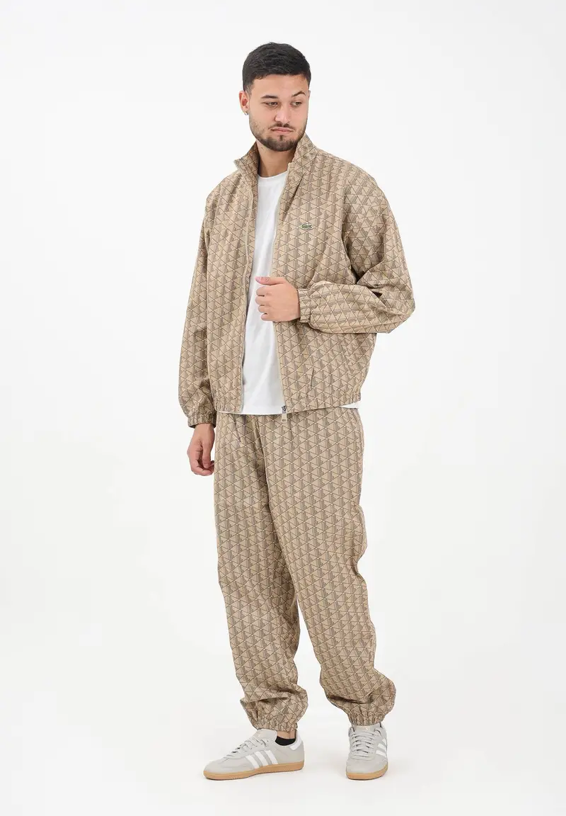 Pantalone sportivo beige da uomo con monogramma miniatura 2