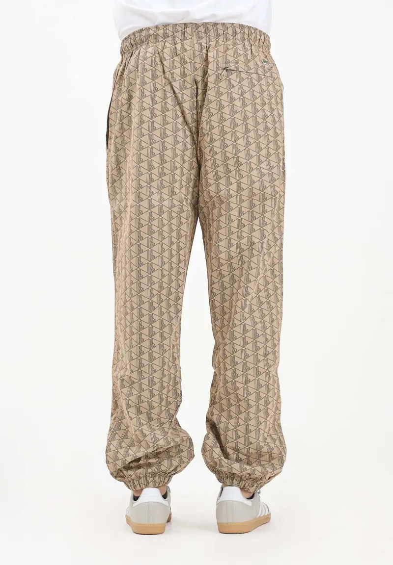 Pantalone sportivo beige da uomo con monogramma miniatura 3