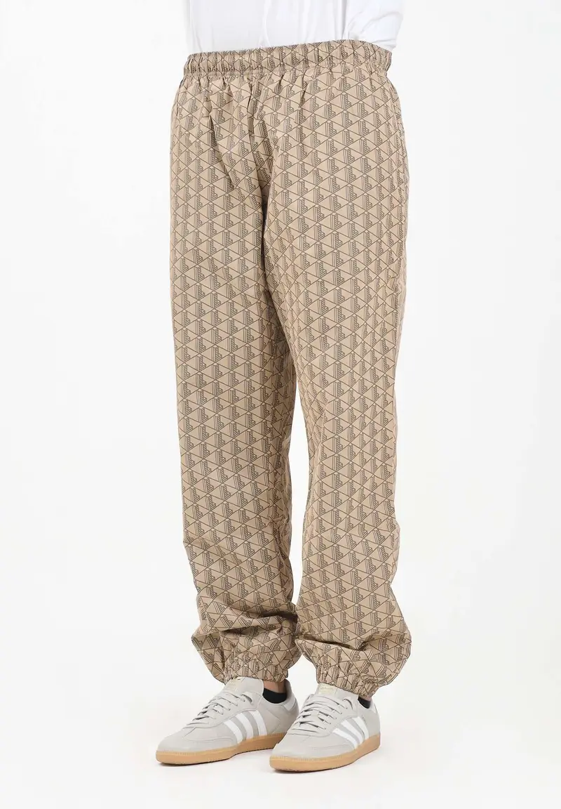 Pantalone sportivo beige da uomo con monogramma