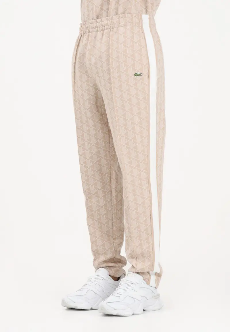 Pantalone sportivo beige da uomo con monogramma Paris