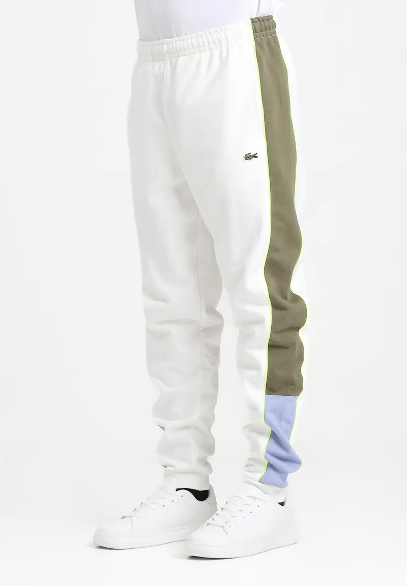 Pantalone sportivo bianco da uomo con motivo color block