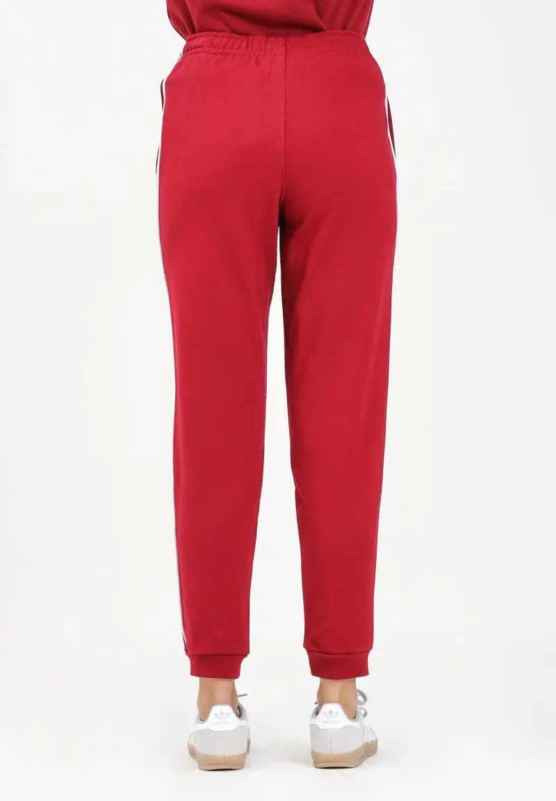 Pantalone sportivo bordeaux per uomo e donna con bande logate miniatura 3