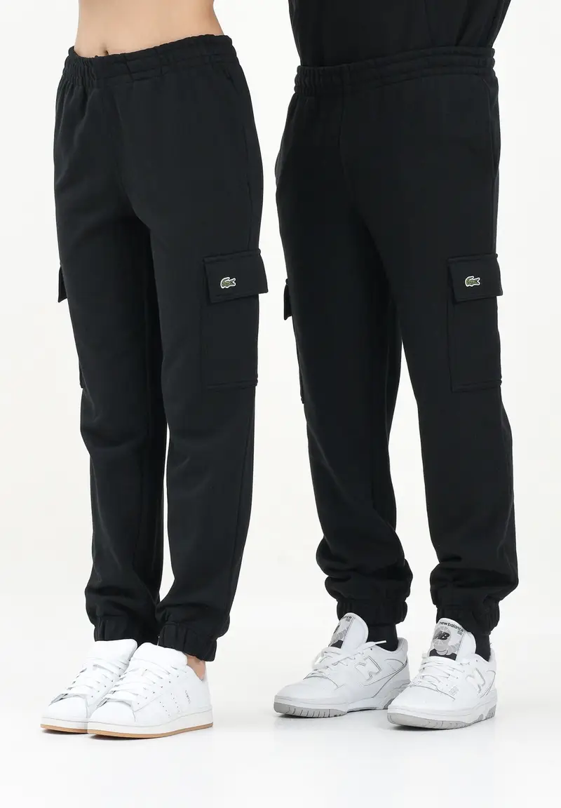 LACOSTE Pantalone sportivo cargo nero per uomo e donna