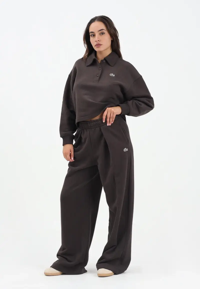 Pantalone sportivo marrone da donna wide fit miniatura 2