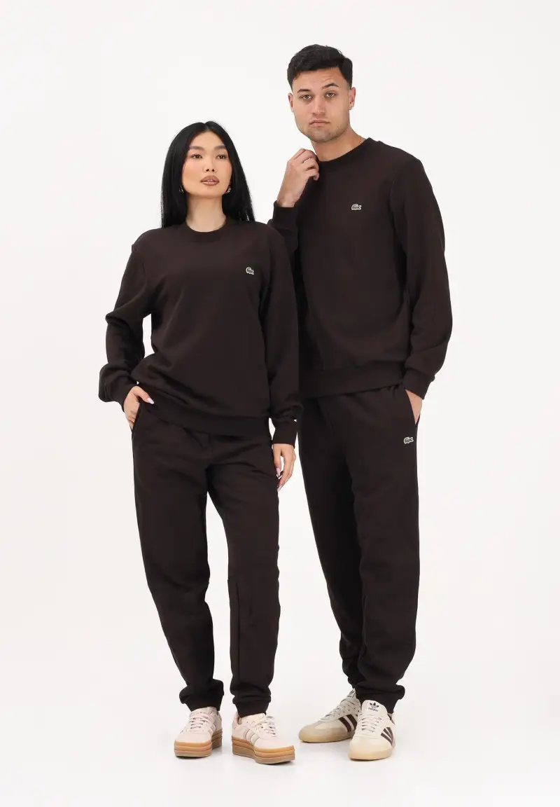 Pantalone sportivo marrone per uomo e donna con logo miniatura 2