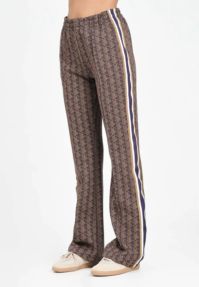 LACOSTE Pantalone sportivo Monogram Print marrone da donna