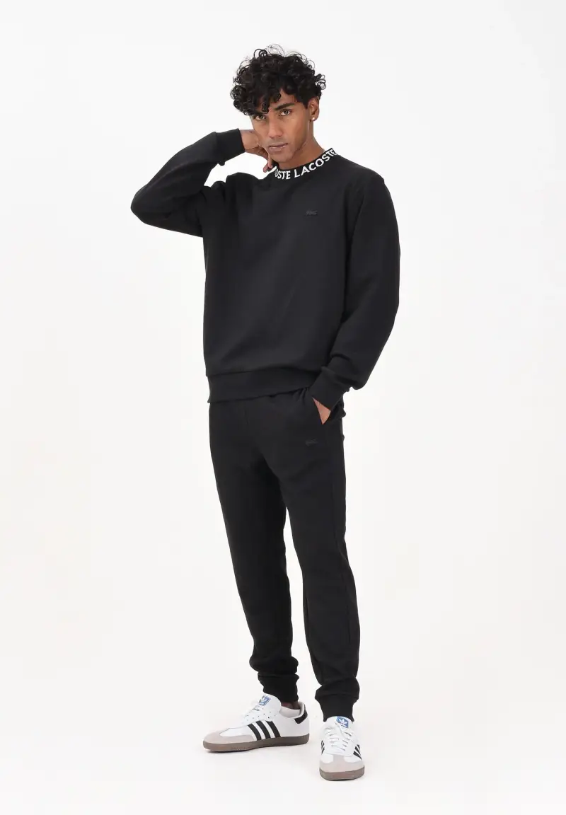 Pantalone sportivo nero da uomo con logo miniatura 2