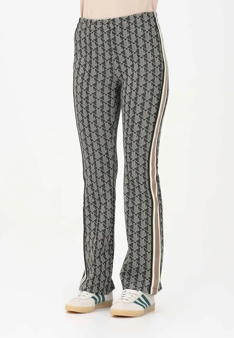 Pantalone sportivo verde da donna con motivo monogram