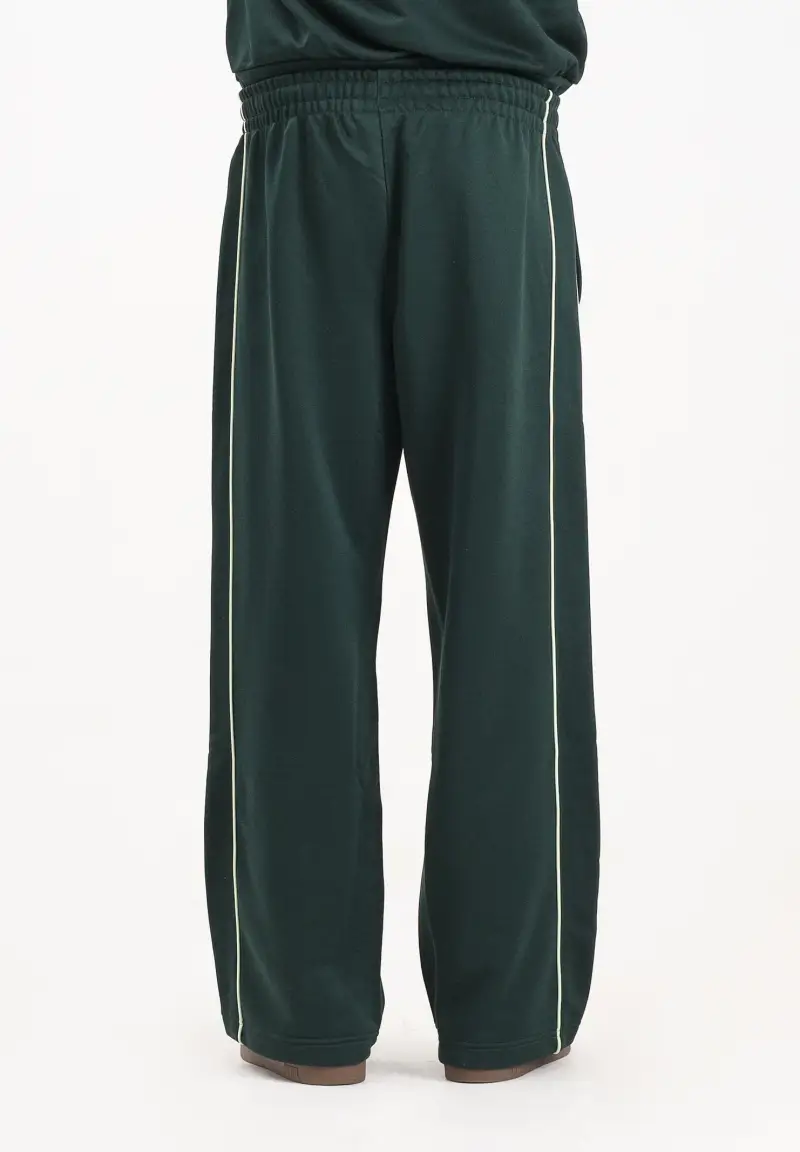 Pantalone sportivo verde da uomo in raso loose fit miniatura 3