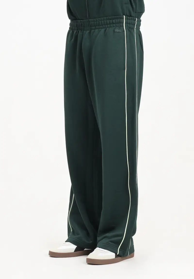 Pantalone sportivo verde da uomo in raso loose fit