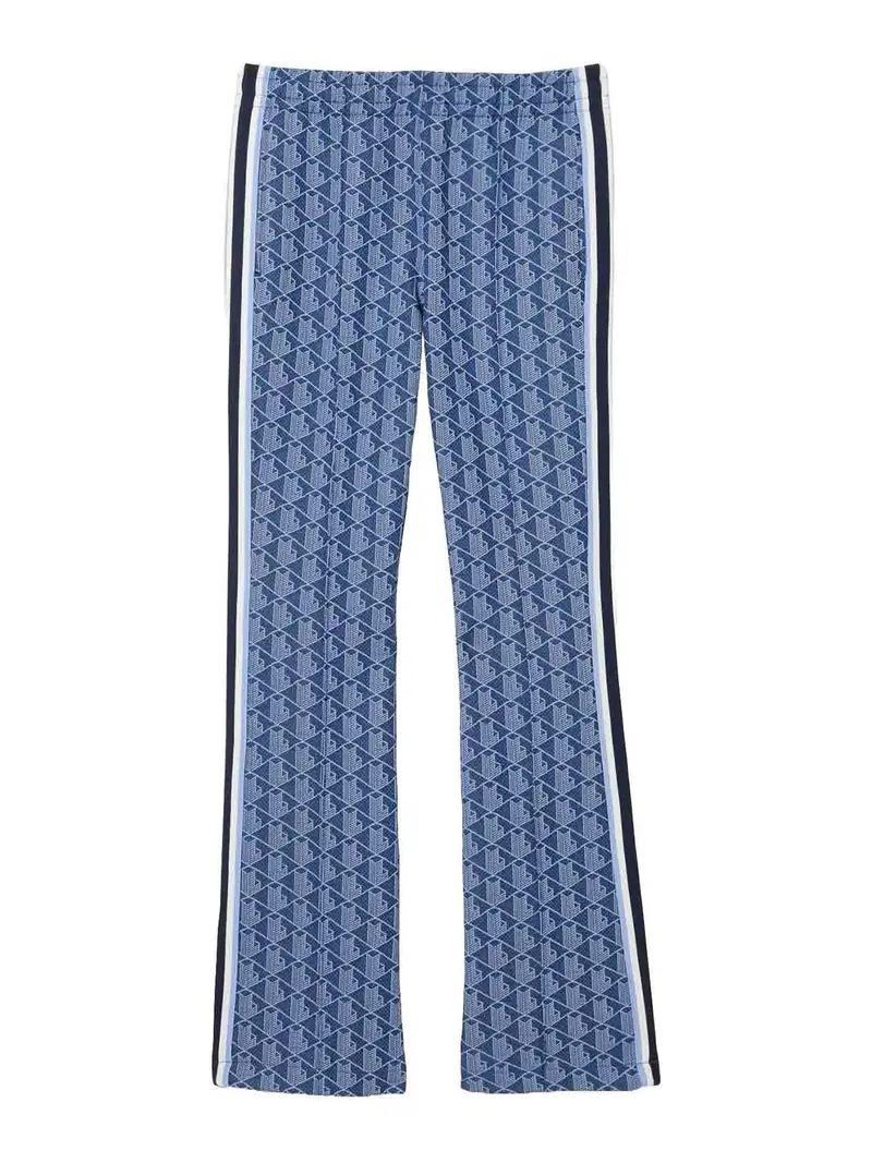 Pantaloni sportivi svasati con monogramma Blu