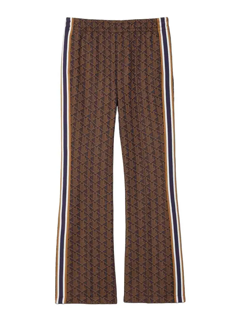 Pantaloni sportivi svasati con monogramma Marrone