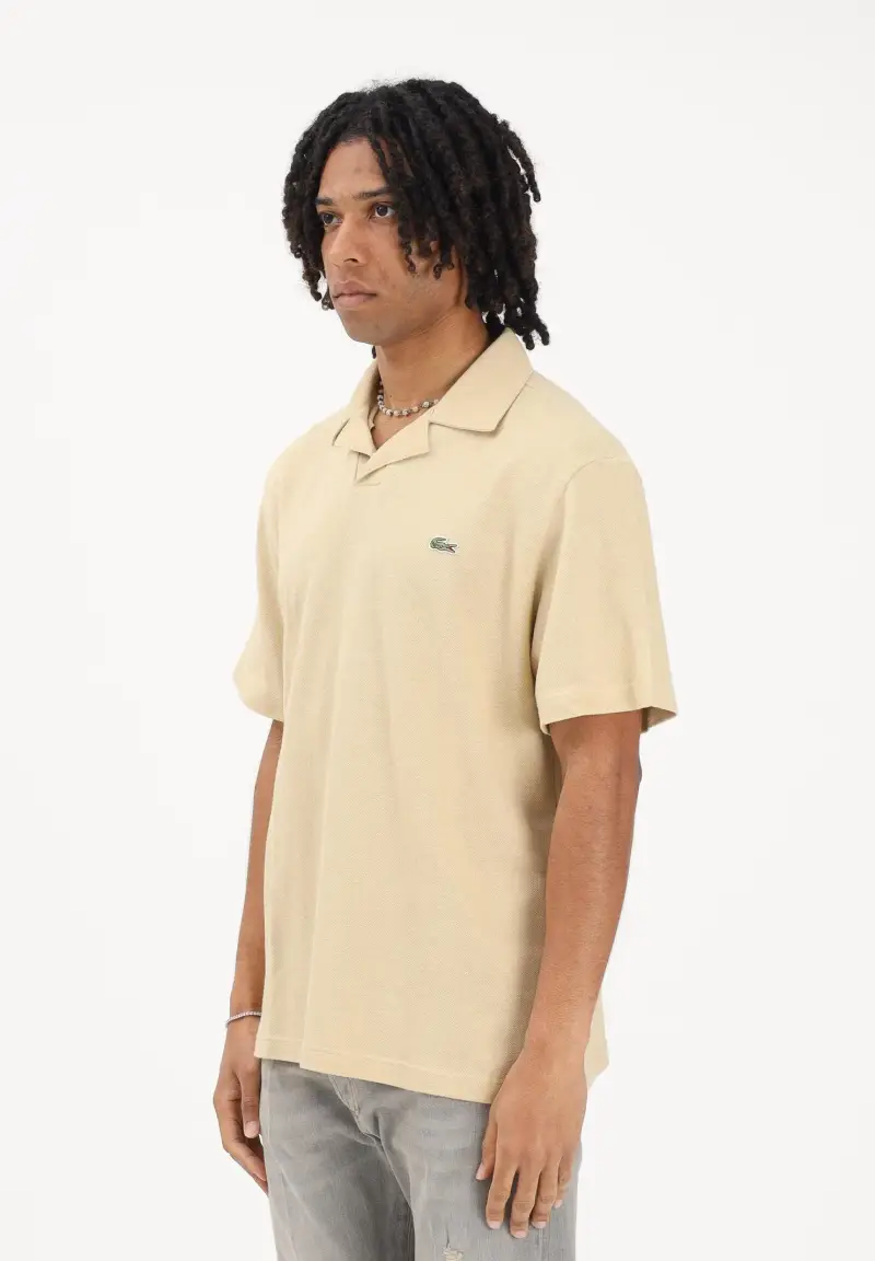 Polo a manica corta beige da uomo