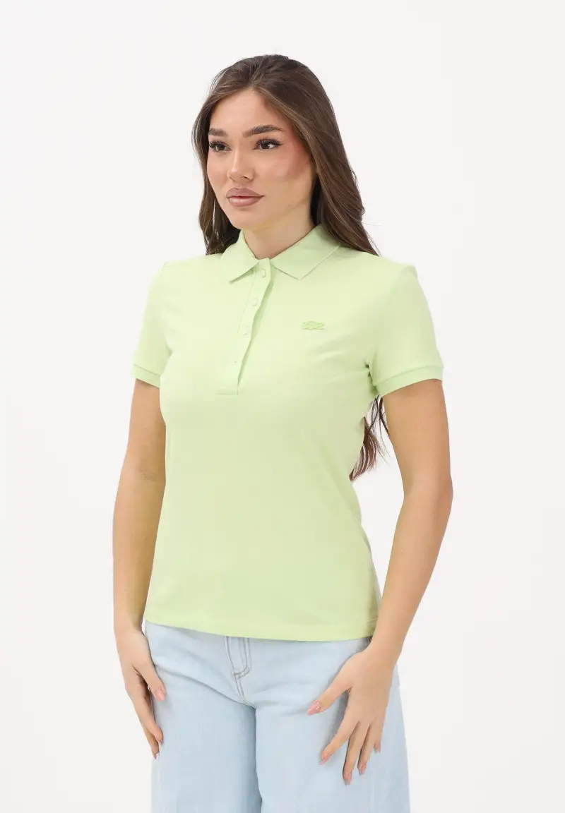Polo a manica corta verde da donna con logo