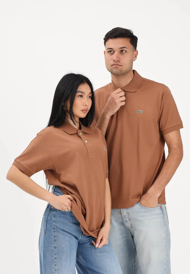 Polo cuoio per uomo e donna con patch logo coccodirllo miniatura 2