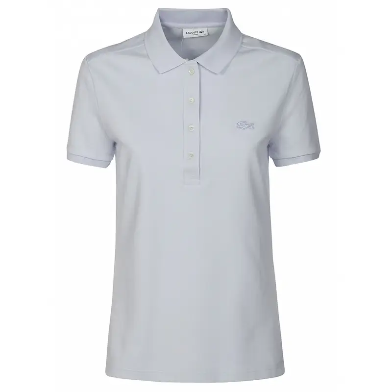 polo donna celeste in piqué di cotone stretch slim fit