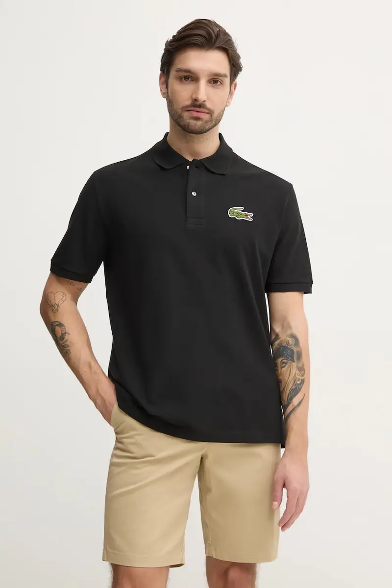 polo in cotone colore nero con applicazione PH2751