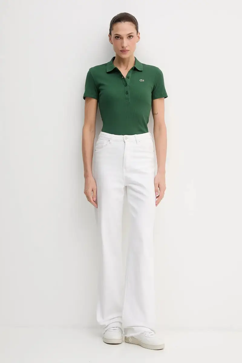 polo in cotone colore nero DF5377 Verde miniatura 2