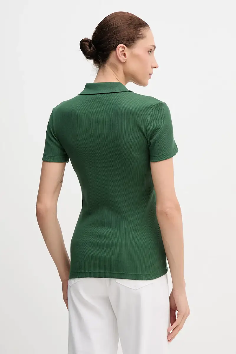 polo in cotone colore nero DF5377 Verde miniatura 3