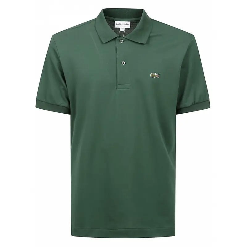polo verde bottiglia uomo in piqué leggero