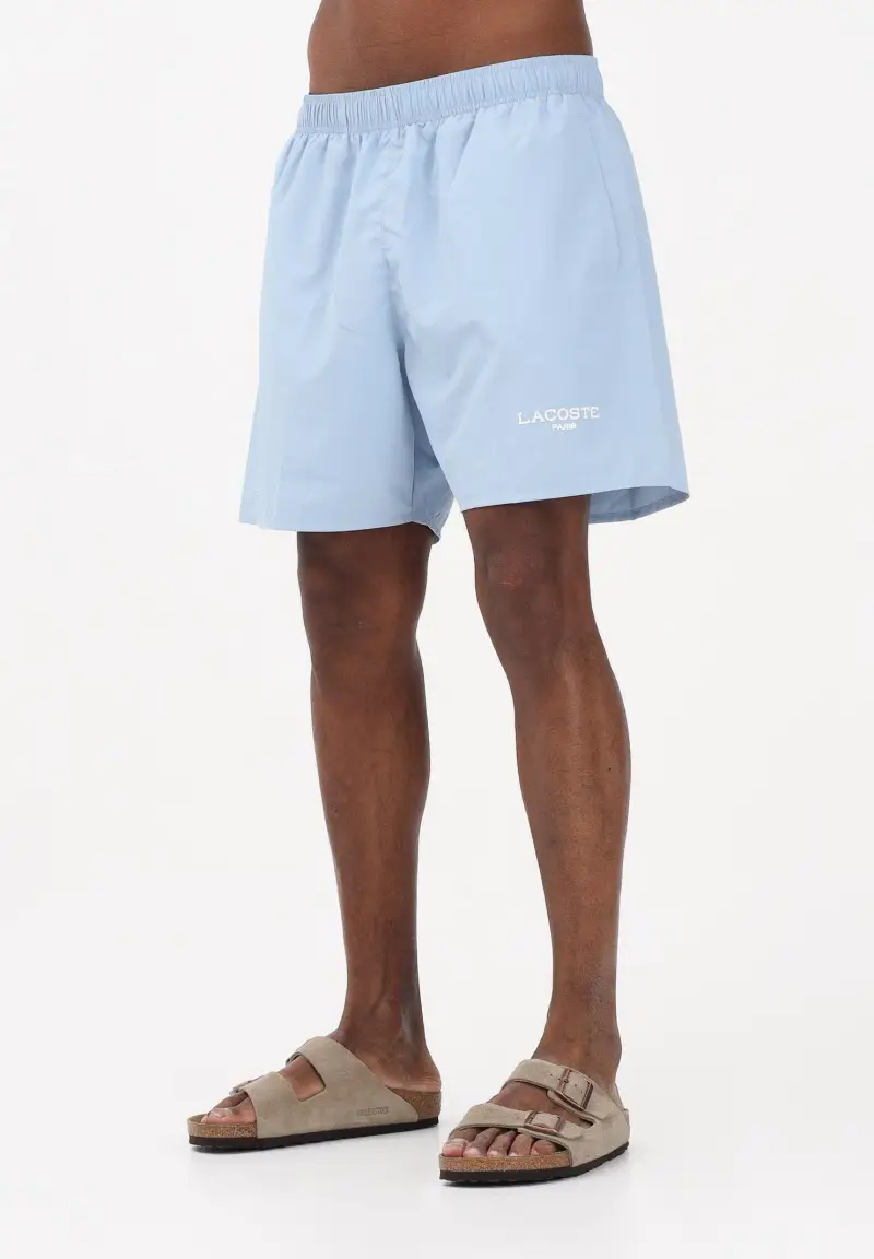 Shorts mare celeste da uomo con stampa logo