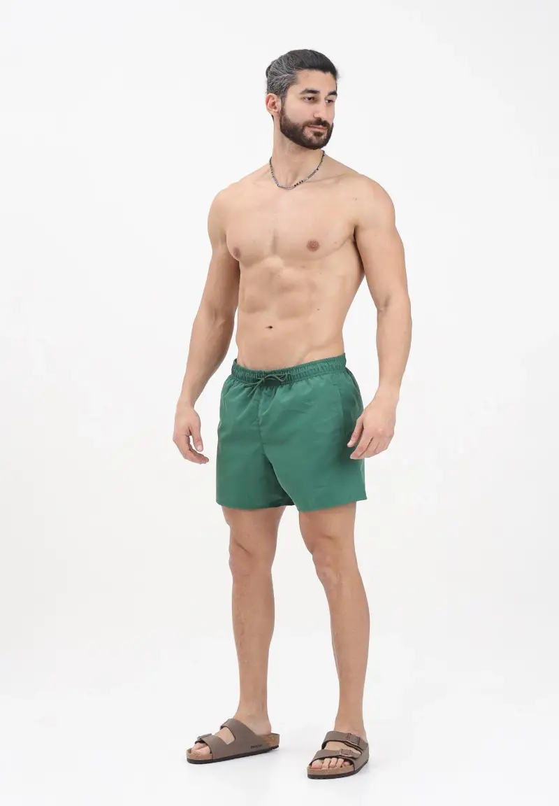 Shorts mare verde da uomo con patch logo miniatura 2