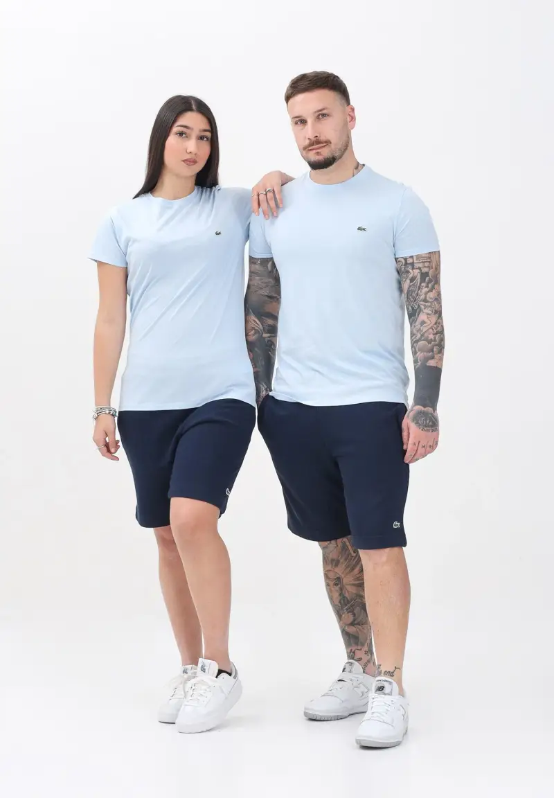 Shorts sportivo blu per uomo e donna con logo miniatura 2