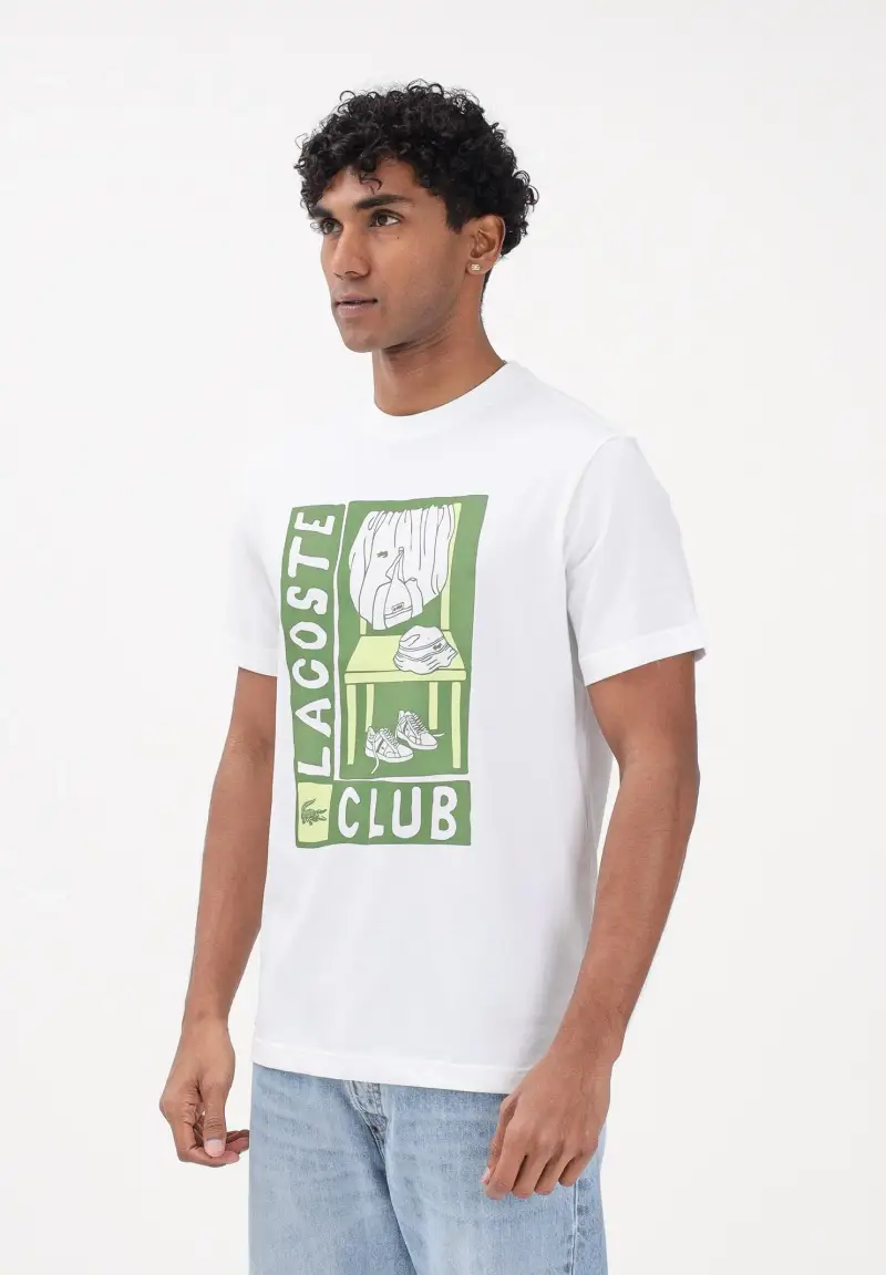 T-shirt a manica corta bianca da uomo con stampa