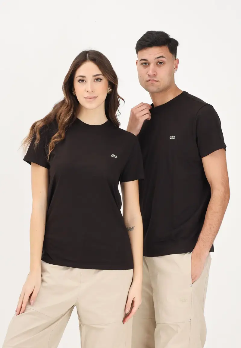 T-shirt a manica corta marrone per uomo e donna con patch logo miniatura 2