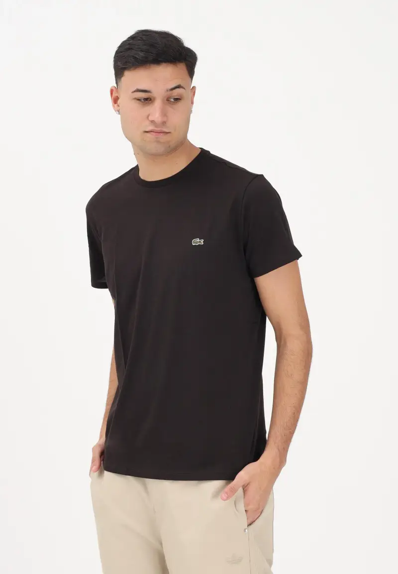 T-shirt a manica corta marrone per uomo e donna con patch logo miniatura 3