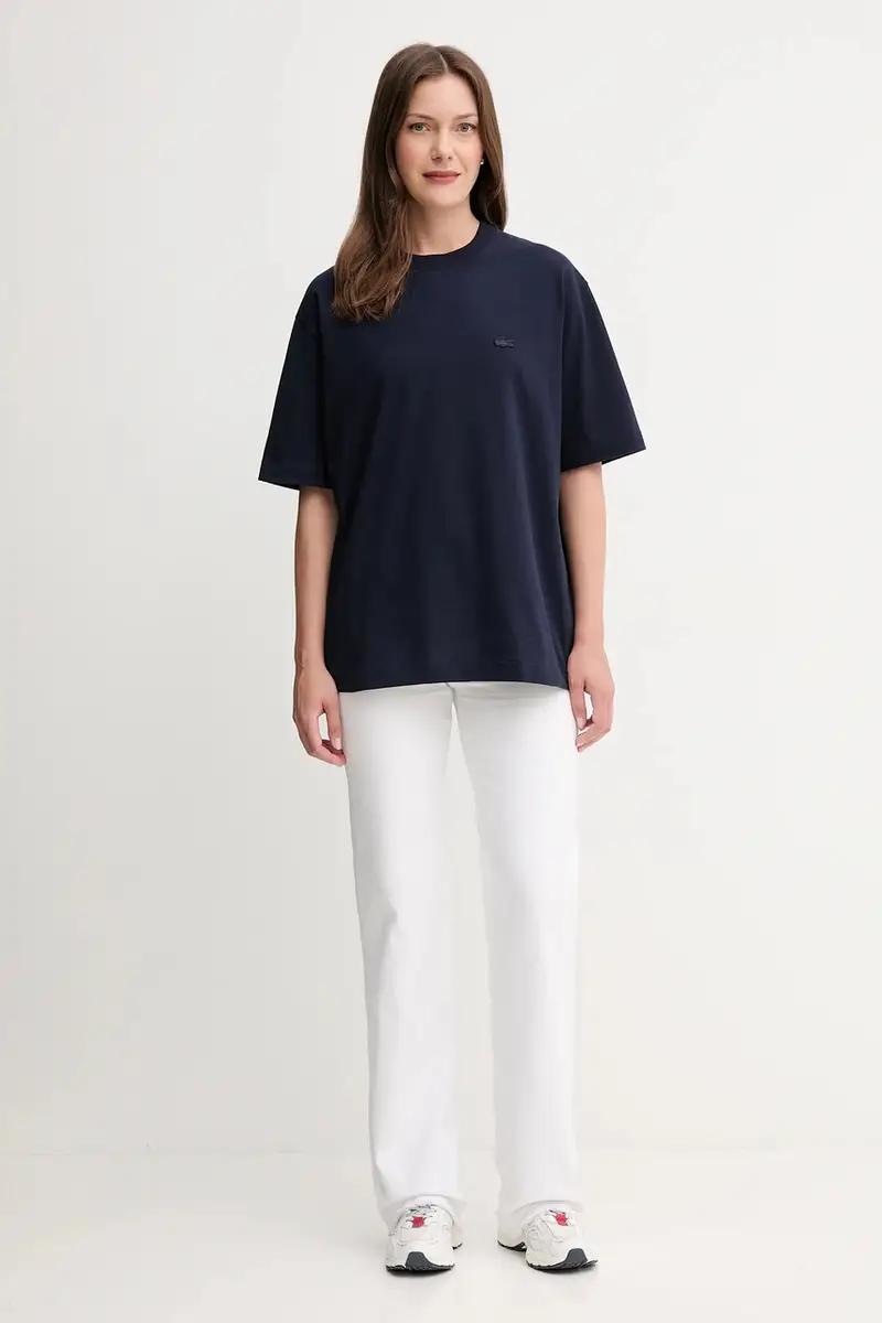 t-shirt in cotone colore blu navy TH7744 miniatura 5