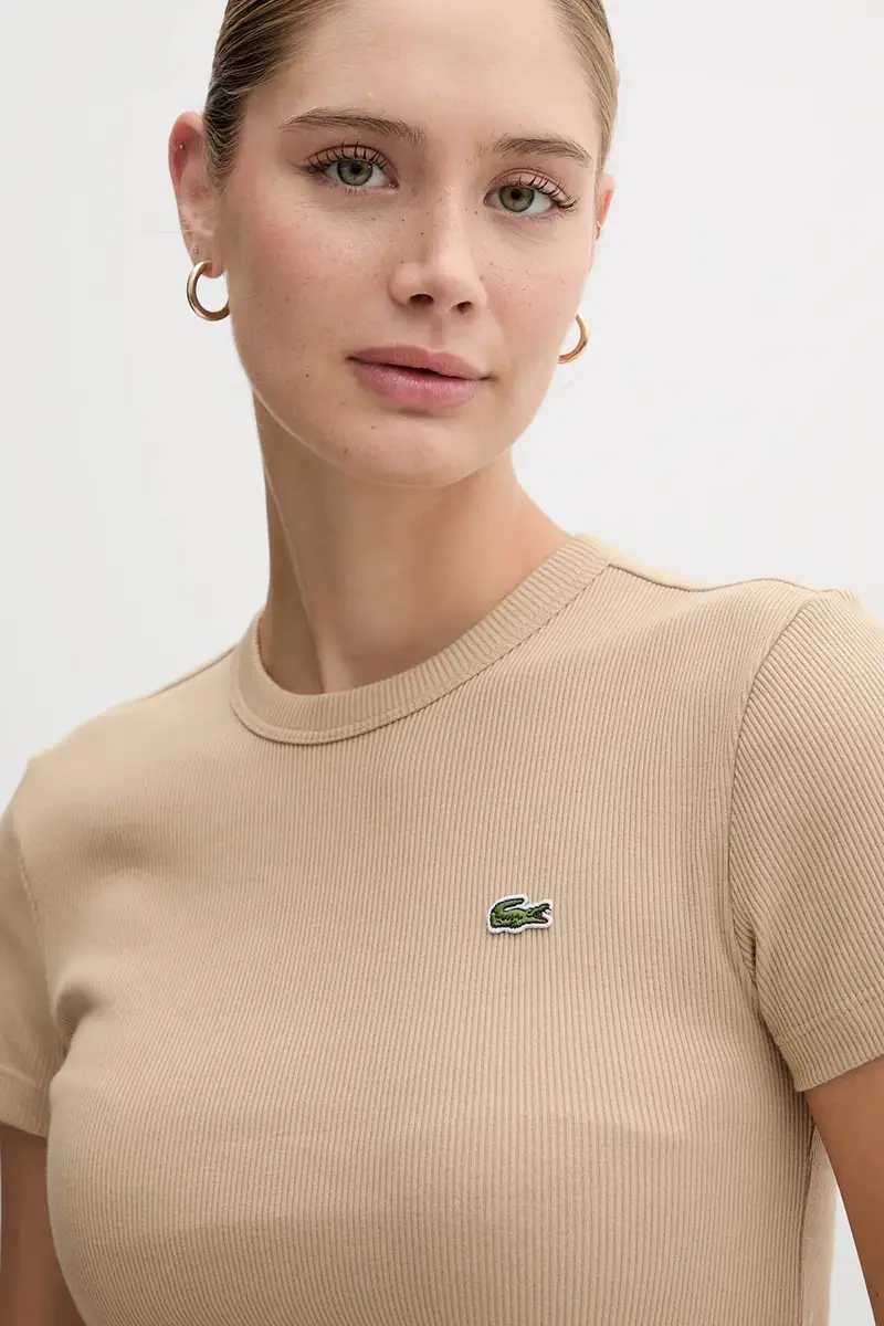 Lacoste T-shirt Donna Beige 3423374 miniatura 4
