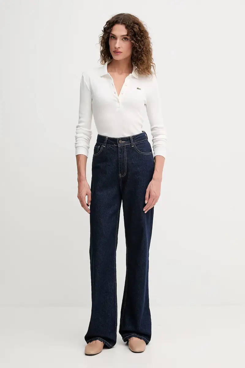 top a maniche lunghe in cotone colore beige DF5281 miniatura 2