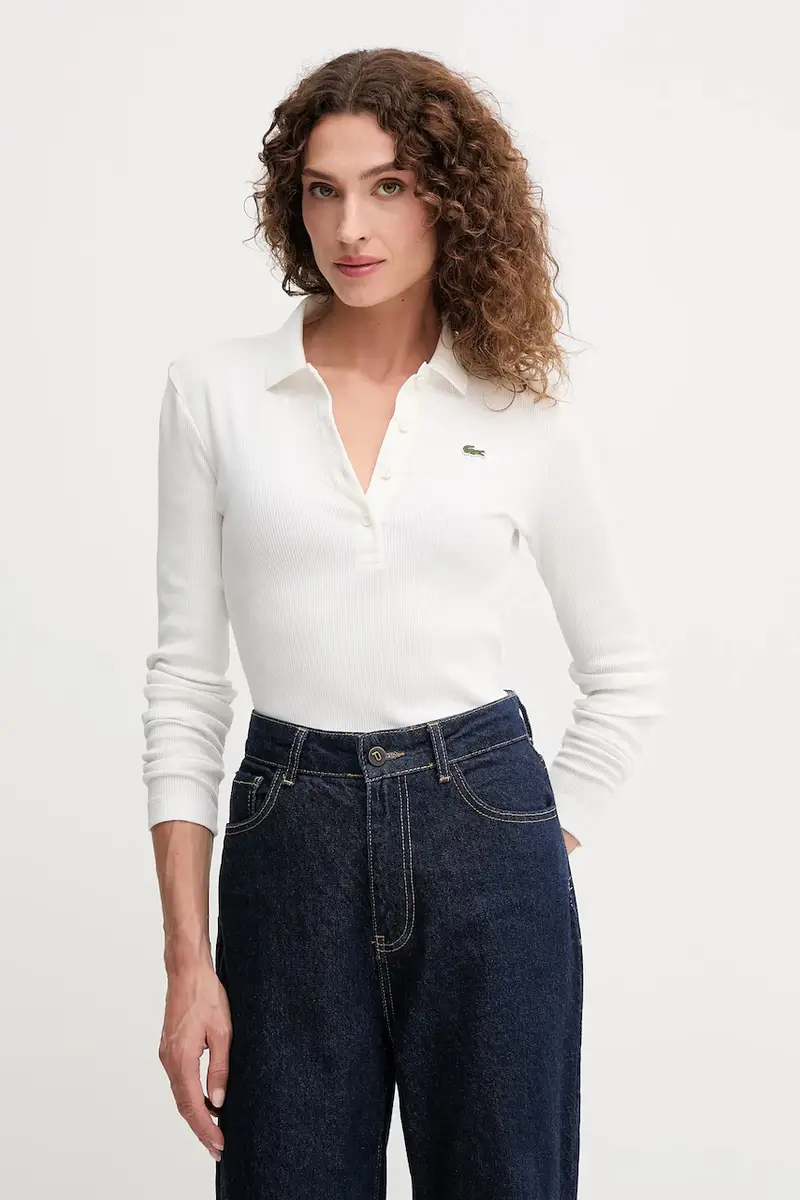 top a maniche lunghe in cotone colore beige DF5281