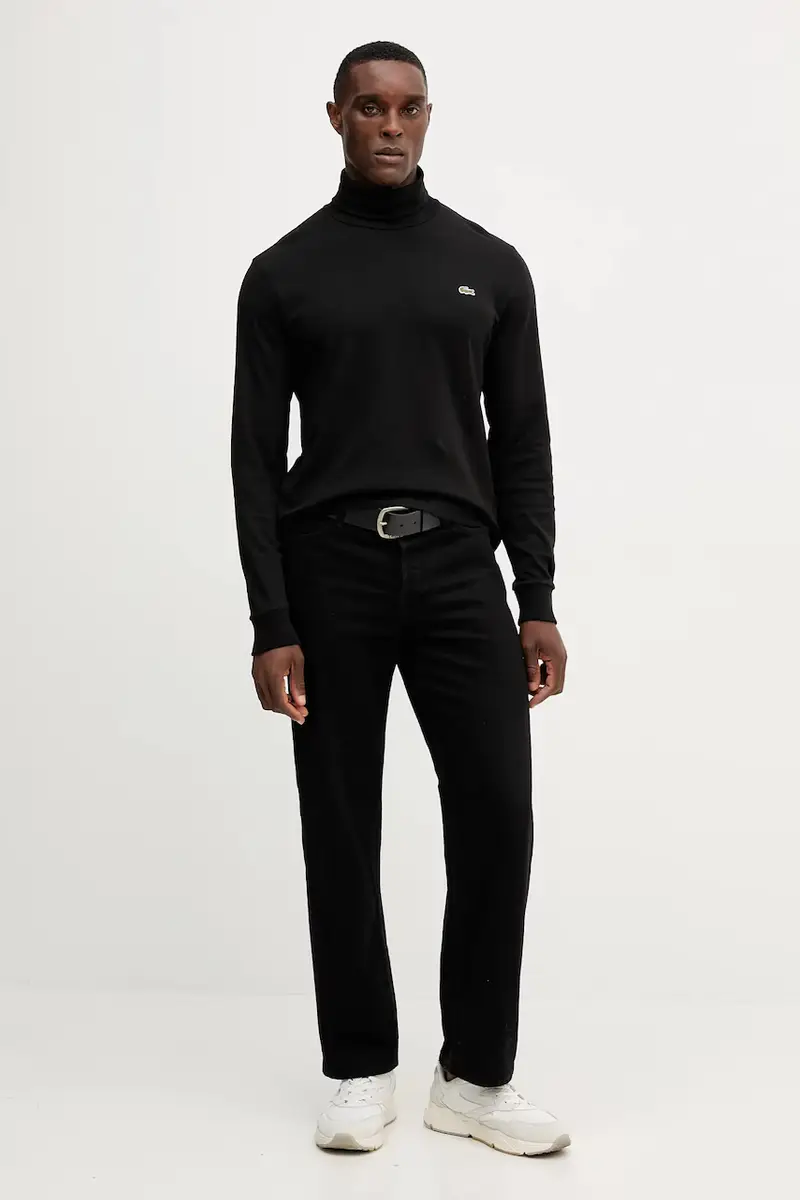 top a maniche lunghe in cotone colore blu navy UH2828 Nero miniatura 2