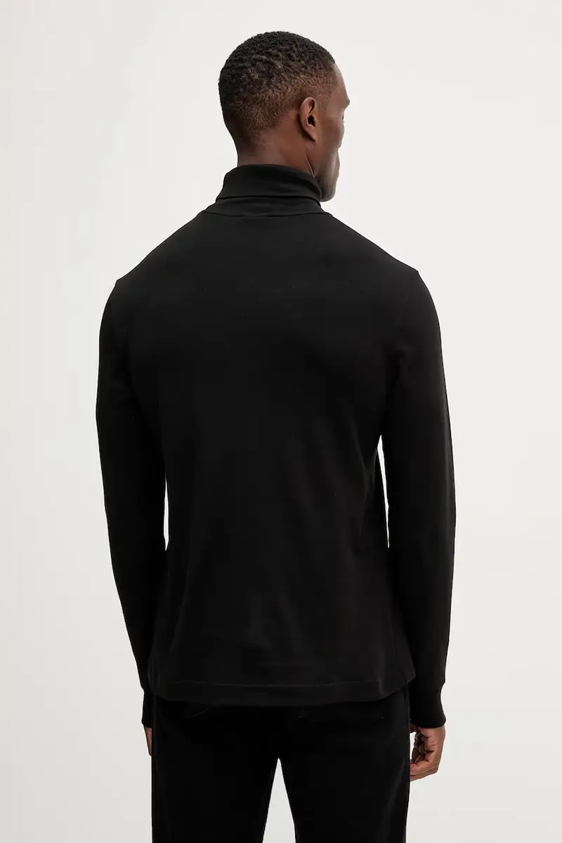 top a maniche lunghe in cotone colore blu navy UH2828 Nero miniatura 3