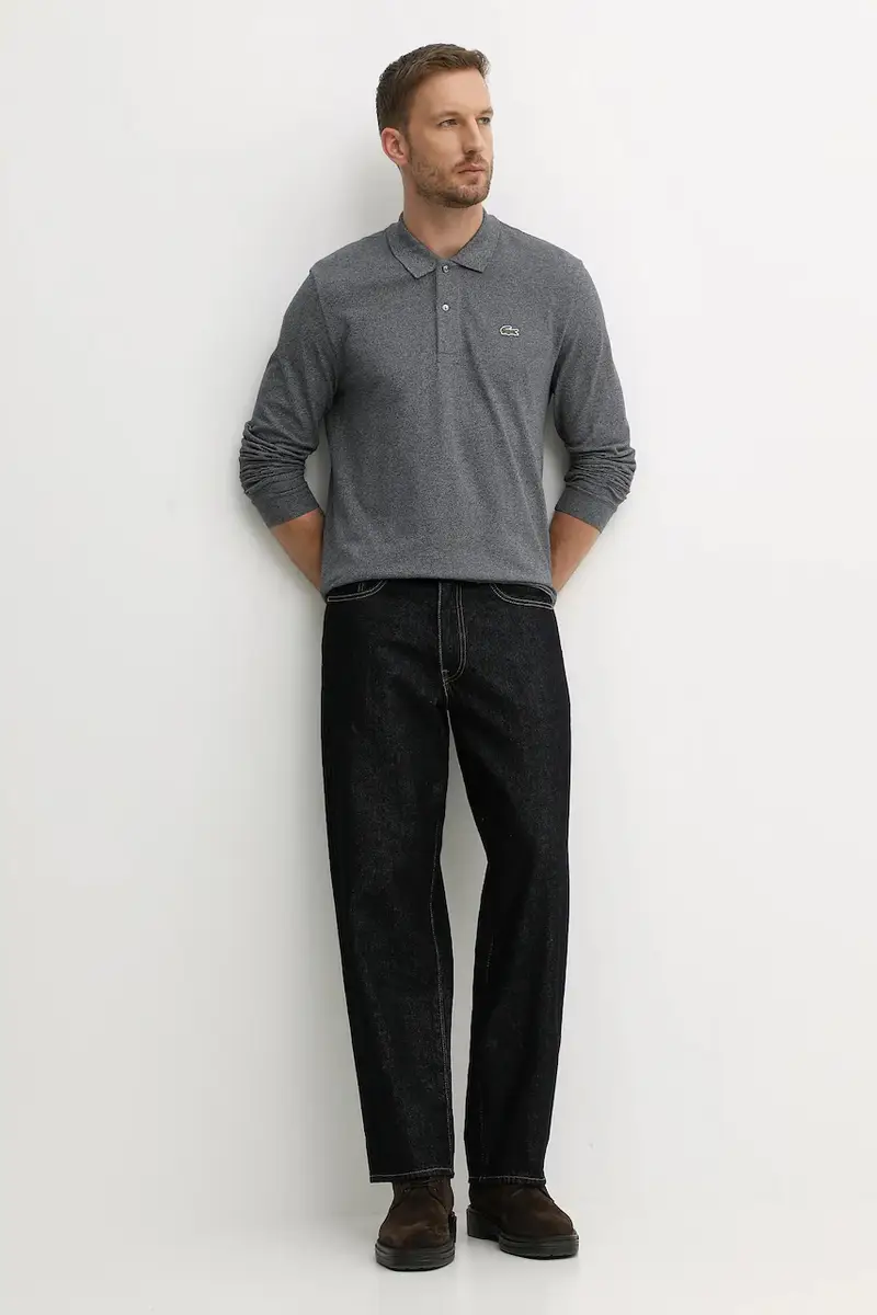 top a maniche lunghe in cotone colore grigio L1313 miniatura 2