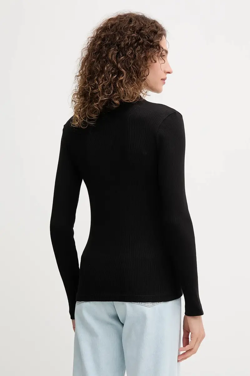 top a maniche lunghe in cotone colore nero DF5281 miniatura 3