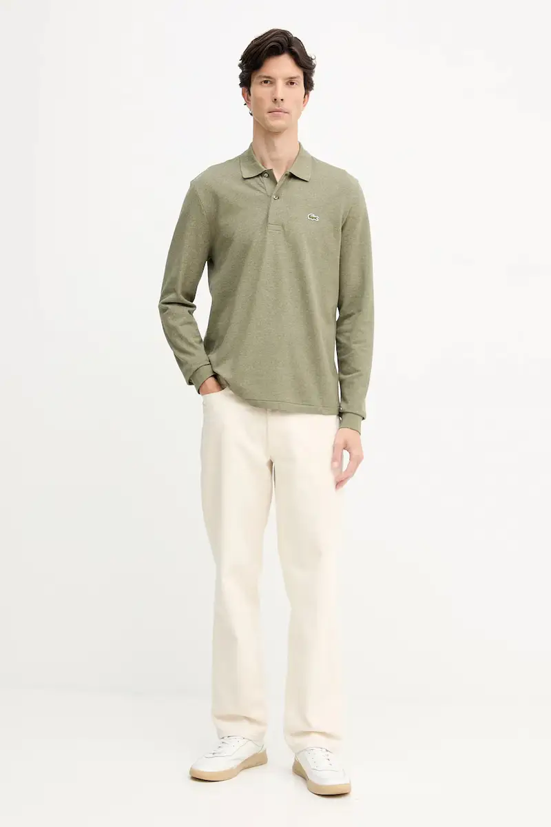 top a maniche lunghe in cotone colore verde L1313 miniatura 2