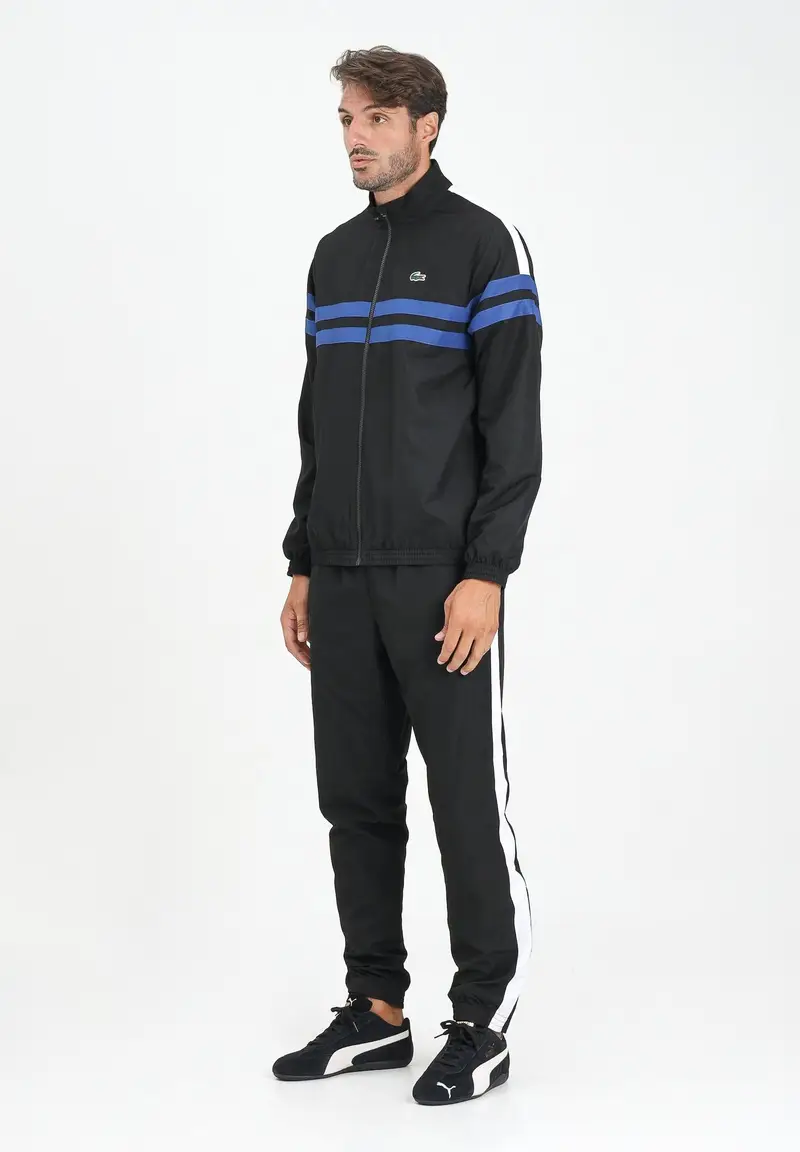 LACOSTE Tuta nera da uomo con maxi stampa sul retro