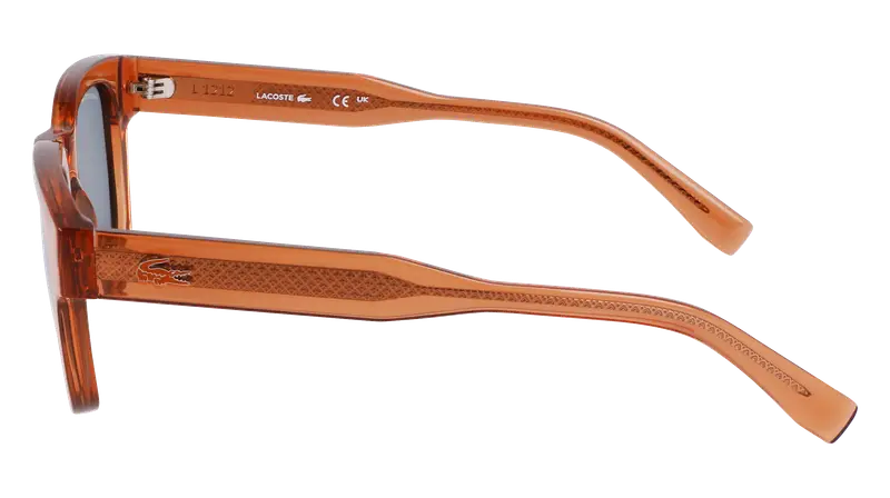 Lacoste Unisex L6023S 204 Occhiali da sole Bio-iniettato Marrone Blu Rotonda Normale miniatura 3