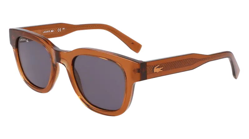 Lacoste Unisex L6023S 210 Occhiali da sole Bio-iniettato Marrone Grigio Rotonda Normale