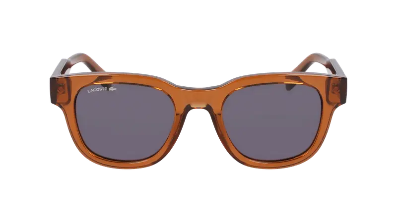 Lacoste Unisex L6023S 210 Occhiali da sole Bio-iniettato Marrone Grigio Rotonda Normale miniatura 2