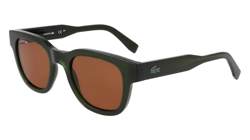 Lacoste Unisex L6023S 275 Occhiali da sole Bio-iniettato Verde Marrone Rotonda Normale