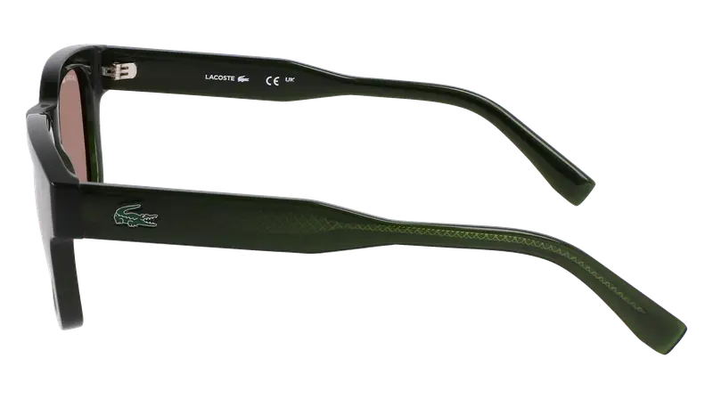 Lacoste Unisex L6023S 275 Occhiali da sole Bio-iniettato Verde Marrone Rotonda Normale miniatura 3