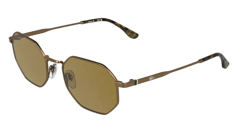 Unisex Lacoste L280S 750 Occhiali da sole Metallo Oro Marrone Squadrata Normale