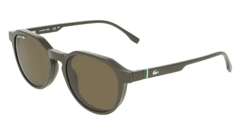 Unisex Lacoste L4008 CLIP 275 Occhiali da sole Bio-iniettato Verde Marrone Squadrata Normale
