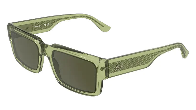 Unisex Lacoste L6082S 301 Occhiali da sole Bio-iniettato Verde Marrone Squadrata Normale