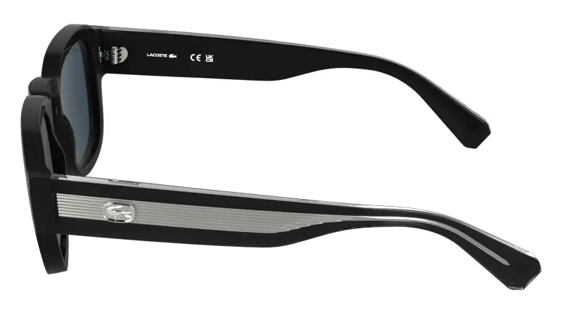 Unisex Lacoste L6090S 001 Occhiali da sole Bio-iniettato Nero Blu Squadrata Normale miniatura 3